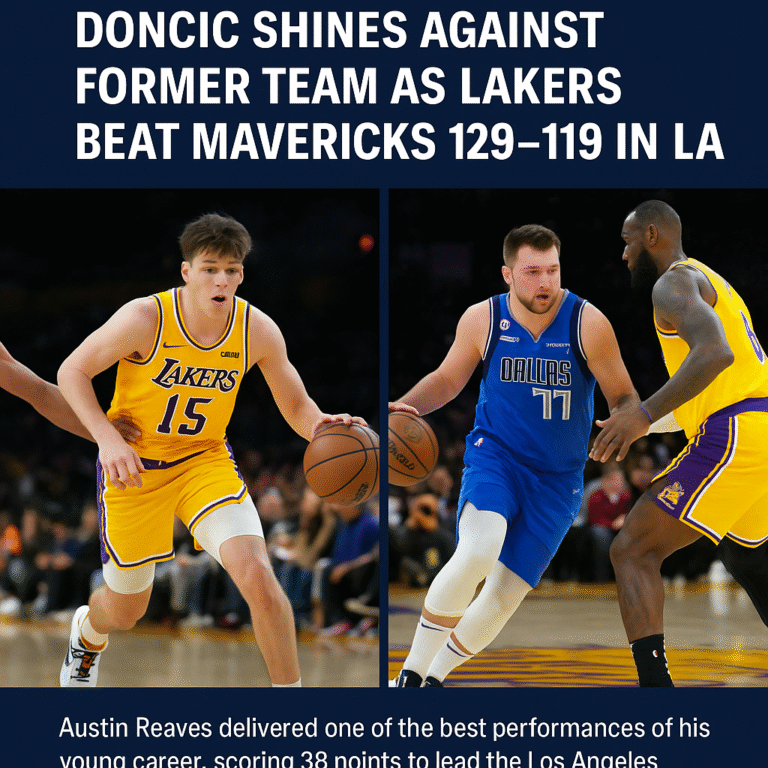 🏀 Reaves Drops 38, Doncic Shines Against Former Team as Lakers Beat Mavericks 129–119 in LA
