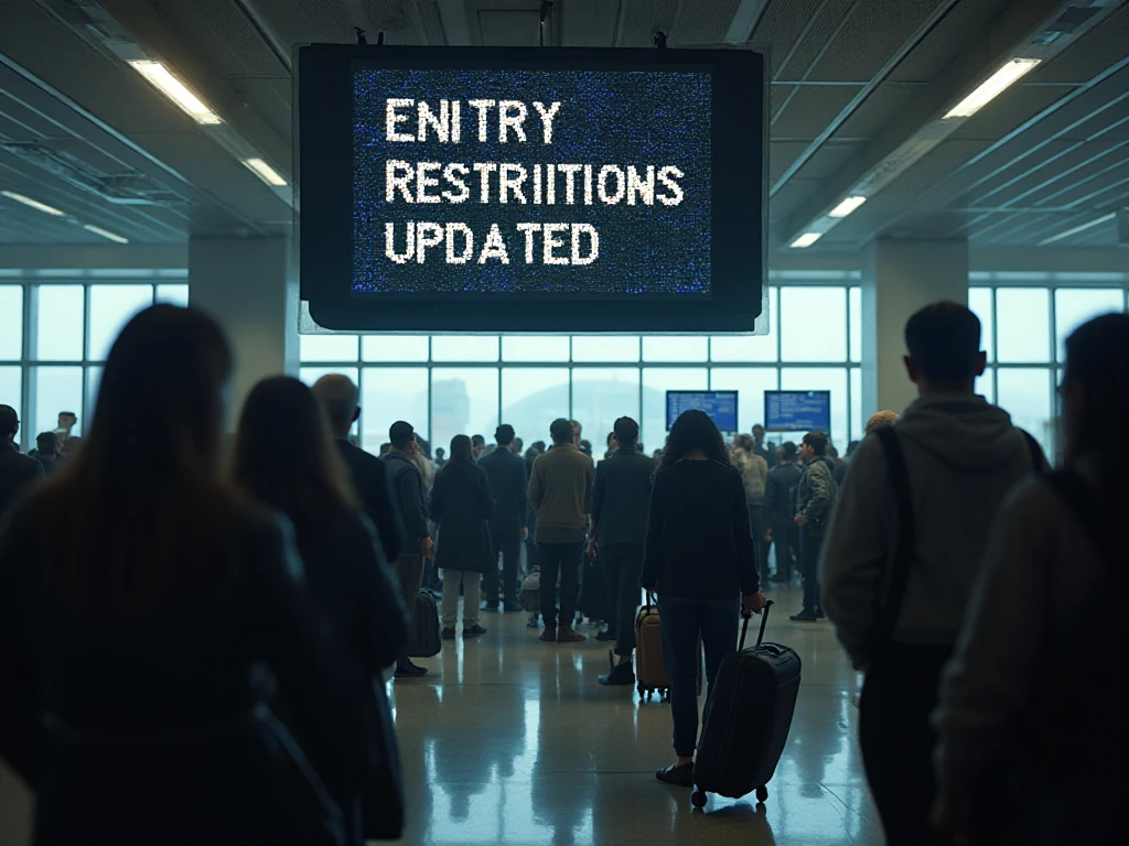 Clean editorial photo of a modern U.S. immigration office interior, digital screens, waiting area, officers speaking with applicants, bright but neutral lighting, 8K.